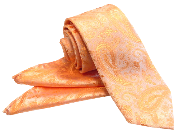 Oranžový Paisley kravatový set