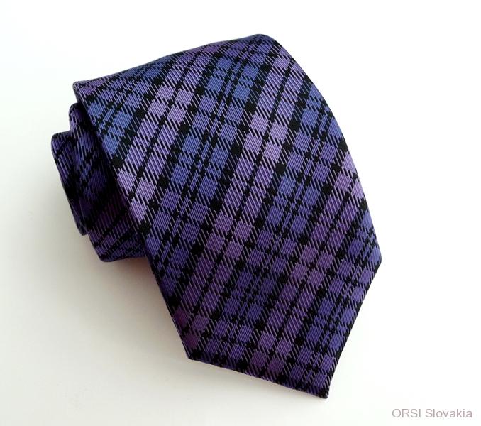Čierno-fialová kravata polyester