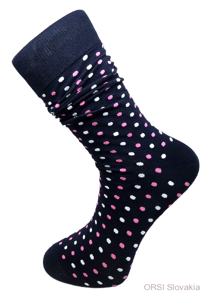 Ponožky modré s bielo-ružovými bodkami