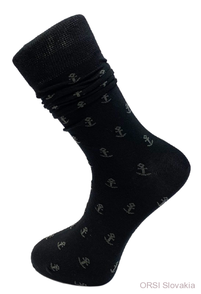 Ponožky čierne so sivými kotvami