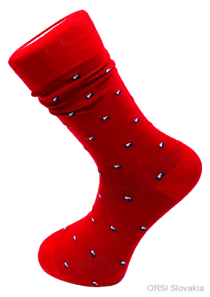Ponožky červené s modrobielymi kockami