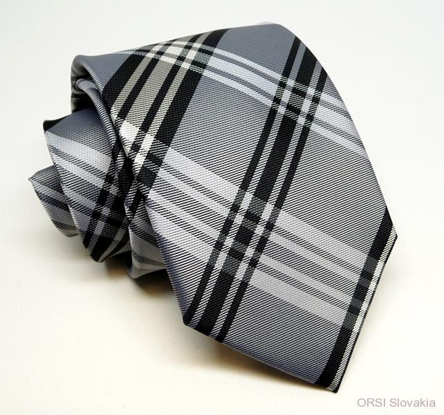 Sivo-čierna kravata polyester