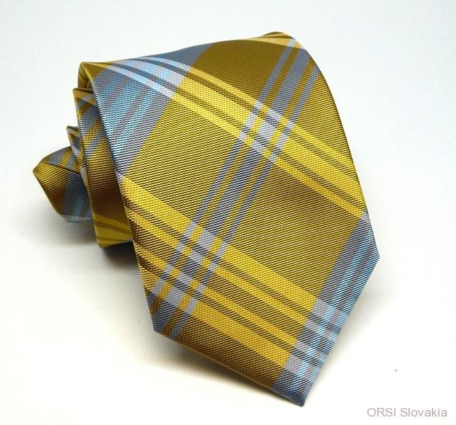 Sivo-žltá kravata polyester