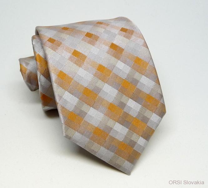 Oranžovo-sivá kravata polyester