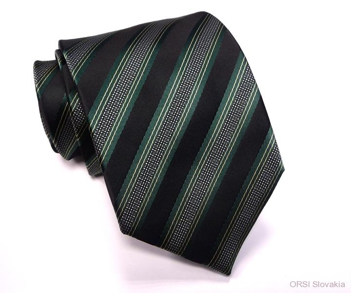 Čierno-zelená kravata polyester