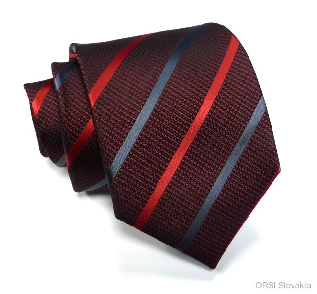 Bordovo-sivá kravata polyester