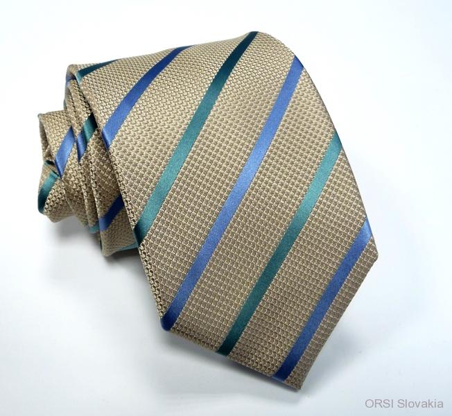 Béžovo-mentolová kravata polyester