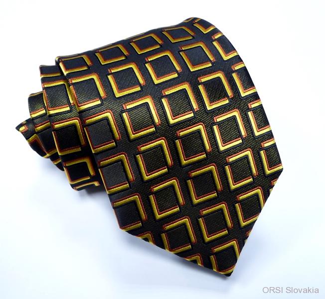 Hnedo-oranžová kravata polyester
