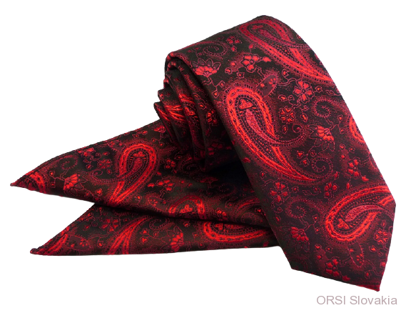 Červený Paisley kravatový set