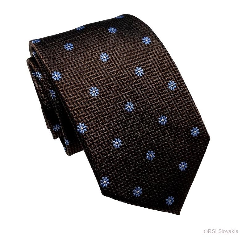 Hnedo-modrá kravata hodváb V.I.P.