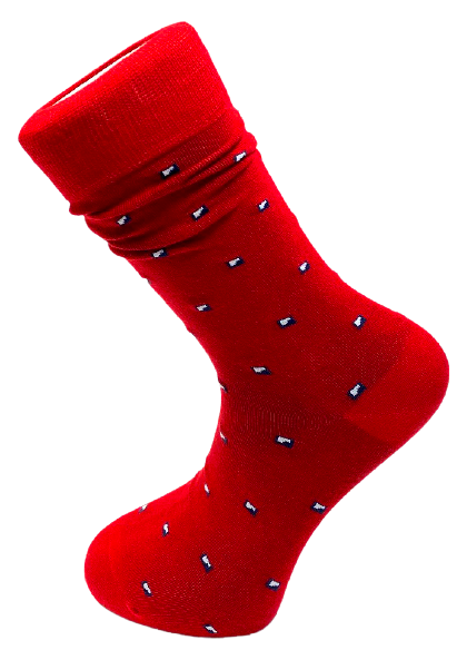 Ponožky červené s modrobielymi kockami