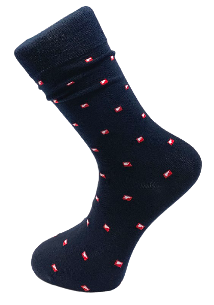 Ponožky modré s červeno-bielymi kockami