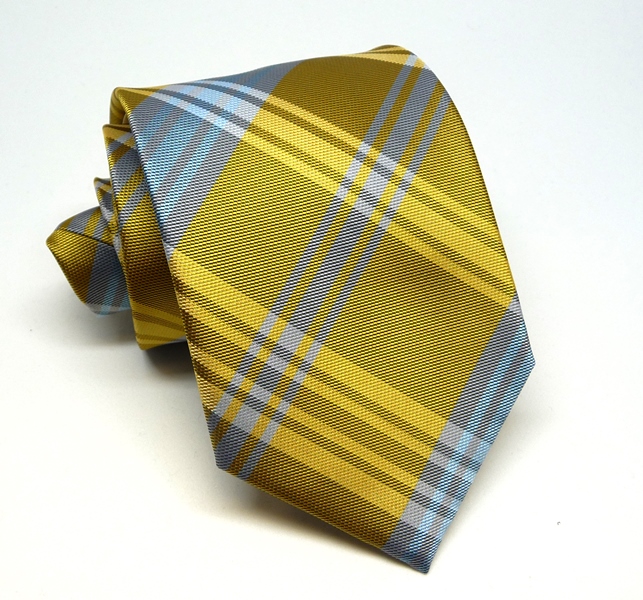 Sivo-žltá kravata polyester