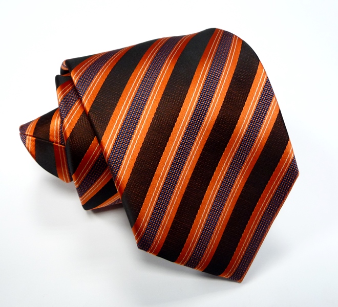 Oranžovo-čierna kravata polyester
