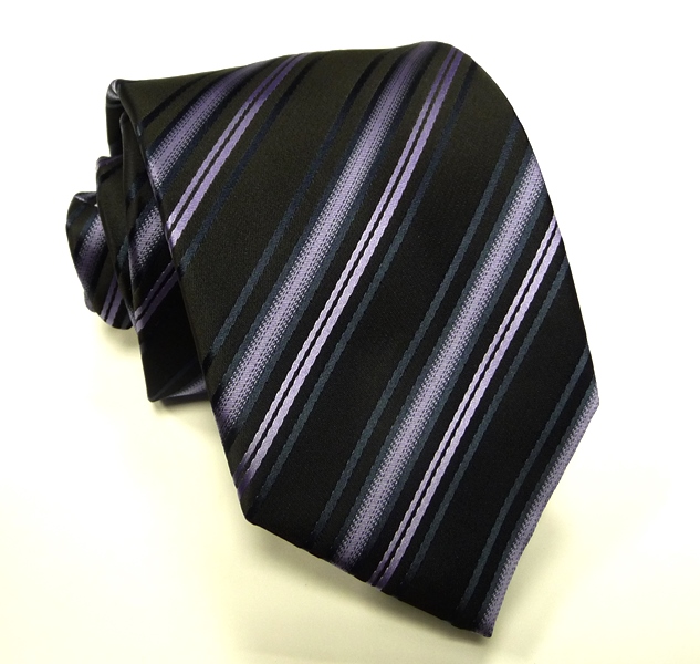 Čierno-fialová kravata polyester