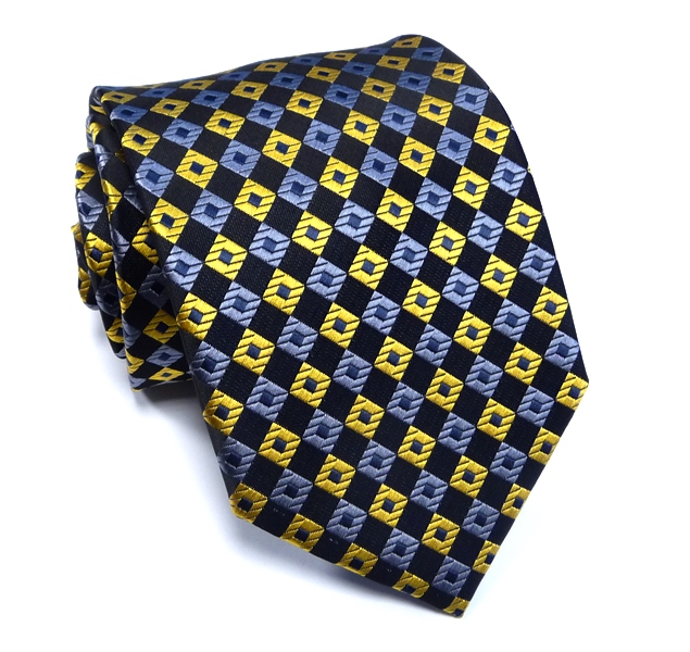 Čierno-žltá kravata polyester