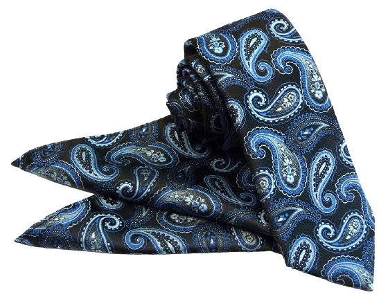 Modrý Paisley kravatový set