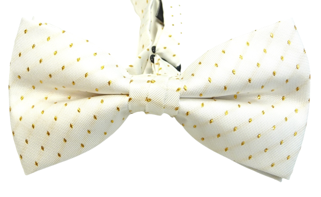 Bielo-zlatý motýlik polyester 